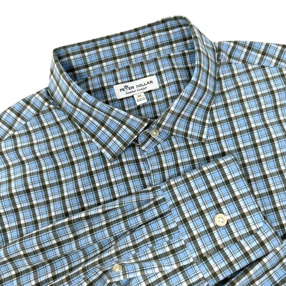 Peter Millar Summer Comfort Performance Polyester Button Up Long Sleeve Shirt XL